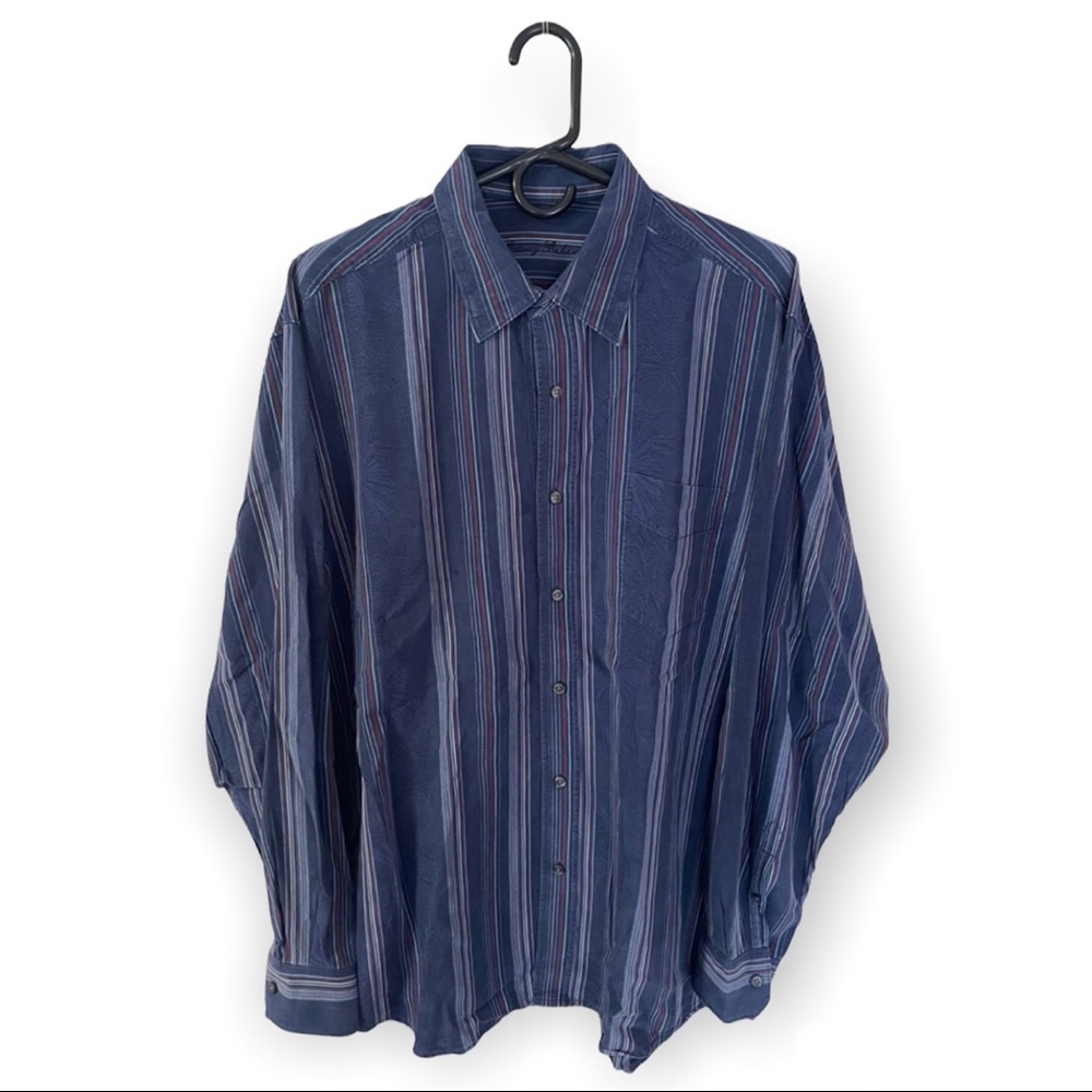 Tommy Bahama Vintage Button Down Long Sleeve Shirt Men's Striped Blue Large